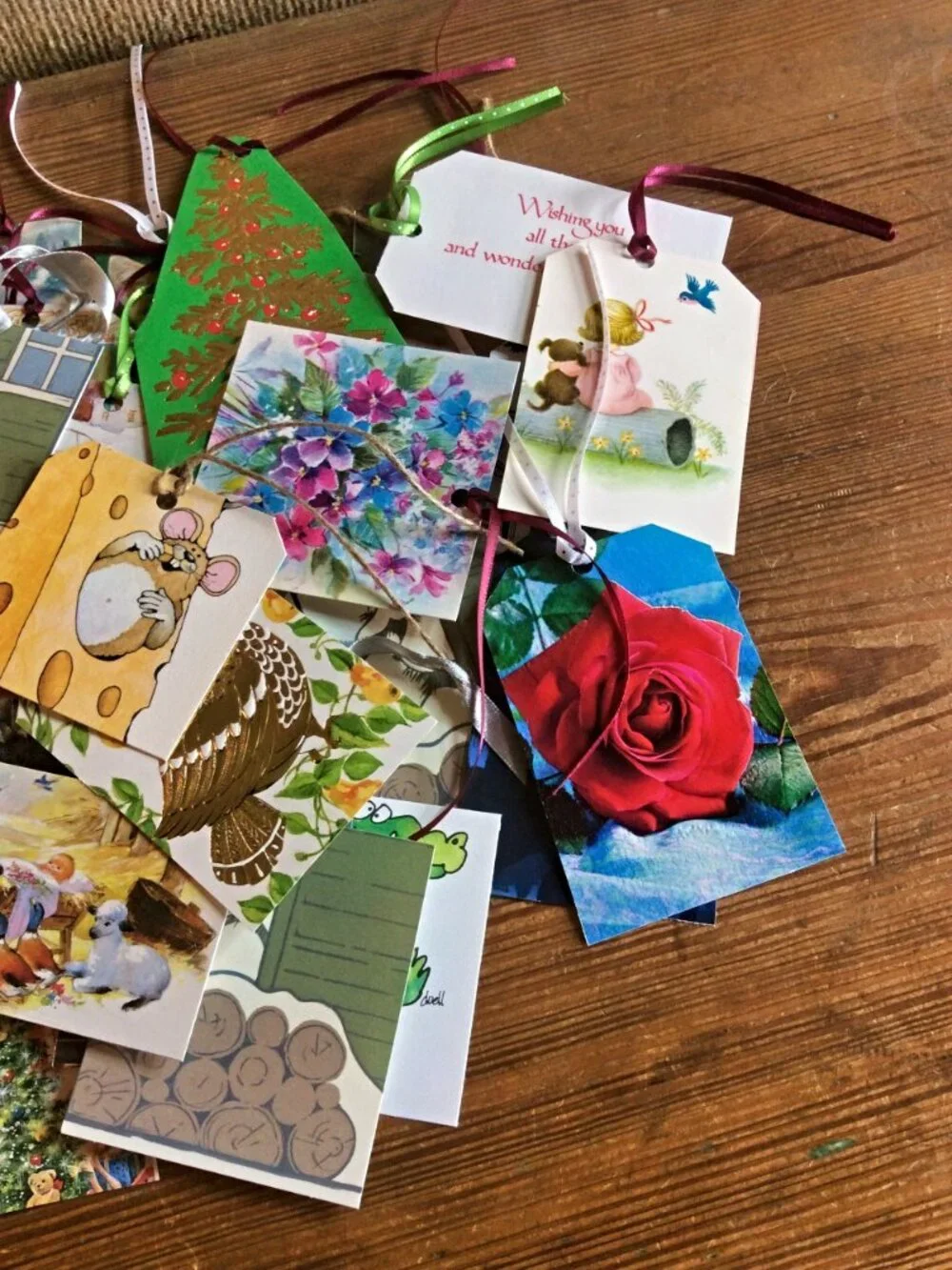 46 Handmade Gift Tags, Assorted Designs & Occasions, Gift Wrapping Tags